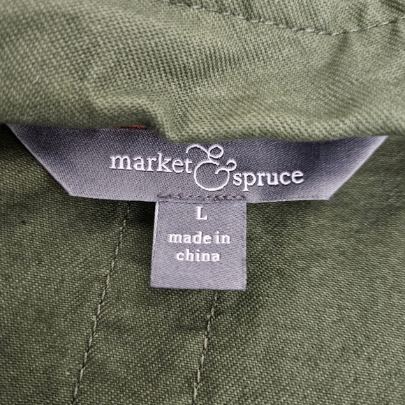 Market & Spruce Utility Cargo Jacket Olive Green Long Sleeve Button Zip Large - Picture 5 of 7